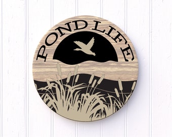 Pond Life Sign | Design Pond Life | Wood Signs Digital File Laser Cut File | Great to use as a DIY Sign Kit