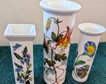 希少英国ポートメリオンボタニックガーデン花瓶3個セットインテリア置物