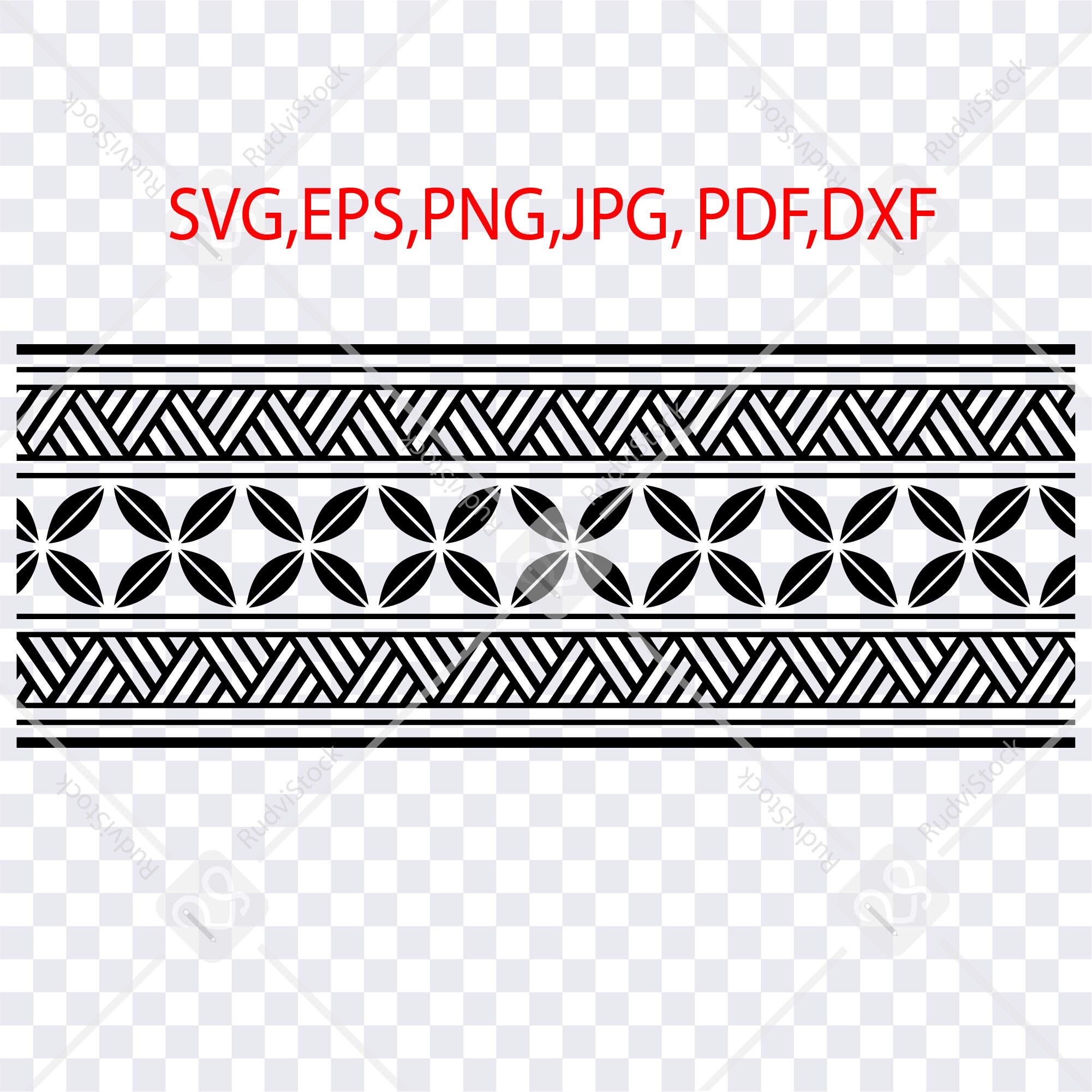 Digital Border Polynesian Band Tattoo Stencil Samoan Border Maori Lace Band SVG File Stencil
