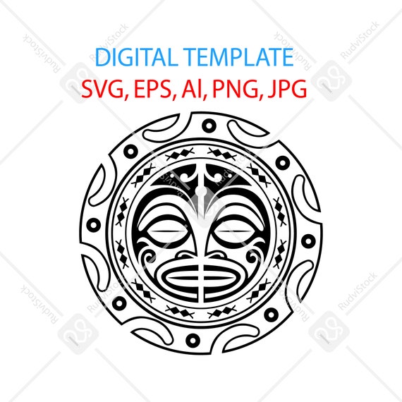 Polynesian Circle Mask Svg Clipart Face Sun Pattern Design Etsy