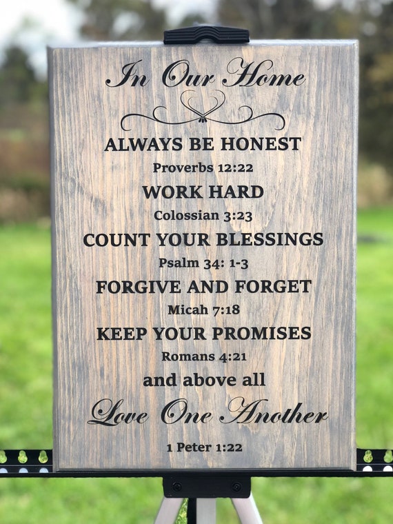 In Our Home bible verse wall sign House rules Christian Etsy