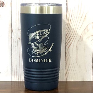 Taza de viaje para amantes de la pesca - Regalo de pescador para un amigo - Taza de café para viajes de aventura - Vaso de viaje - Pesca de trucha - Taza personalizada