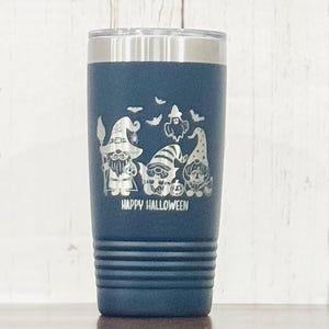 Gnome Halloween coffee mug - Happy Halloween gnome cup - Cute gnome Halloween travel mug  - Spooky gnome engraved cup - gift for Halloween