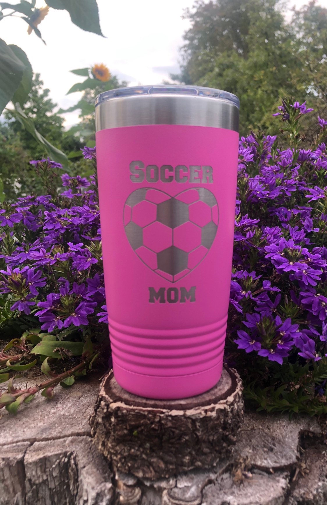 SOCCER MOM tumbler pink double insulated mug engraved Etsy