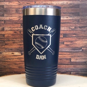 Baseball Coach Becher - Gravierter Reisebecher - Laser gravierter Becher - Edelstahlbecher - Trainer Geschenk - Baseballbecher