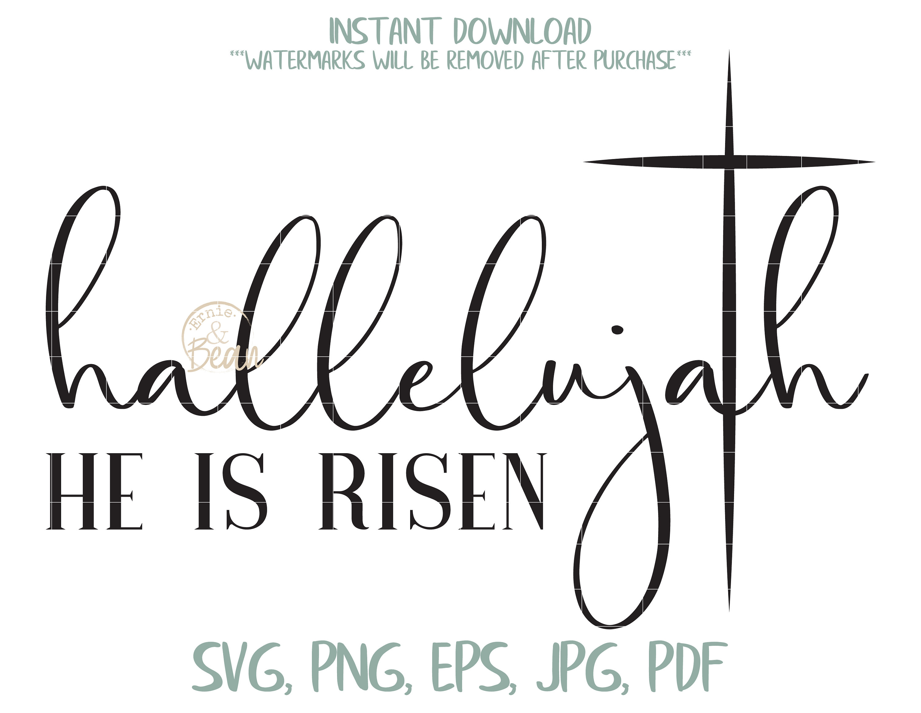 Hallelujah He Is Risen Christian design Easter Cutting File | Etsy