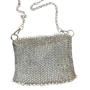 Chain Mail Bag | Silver Metal Purse | Metallic Chainmail Space Age Purse | Chain Mesh Shoulder Mod Handbag | Evening Paco Rabanne Inspired