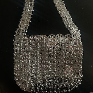 Metal Disc Bag in Silver + Gold | Metallic Chainmail Space Age Purse | Chain Mesh Shoulder Mod Handbag | Evening Cocktail Party | Womens