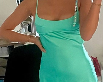90s Viscose Satin Slip Dress | Spaghetti Strap Maxi Gown