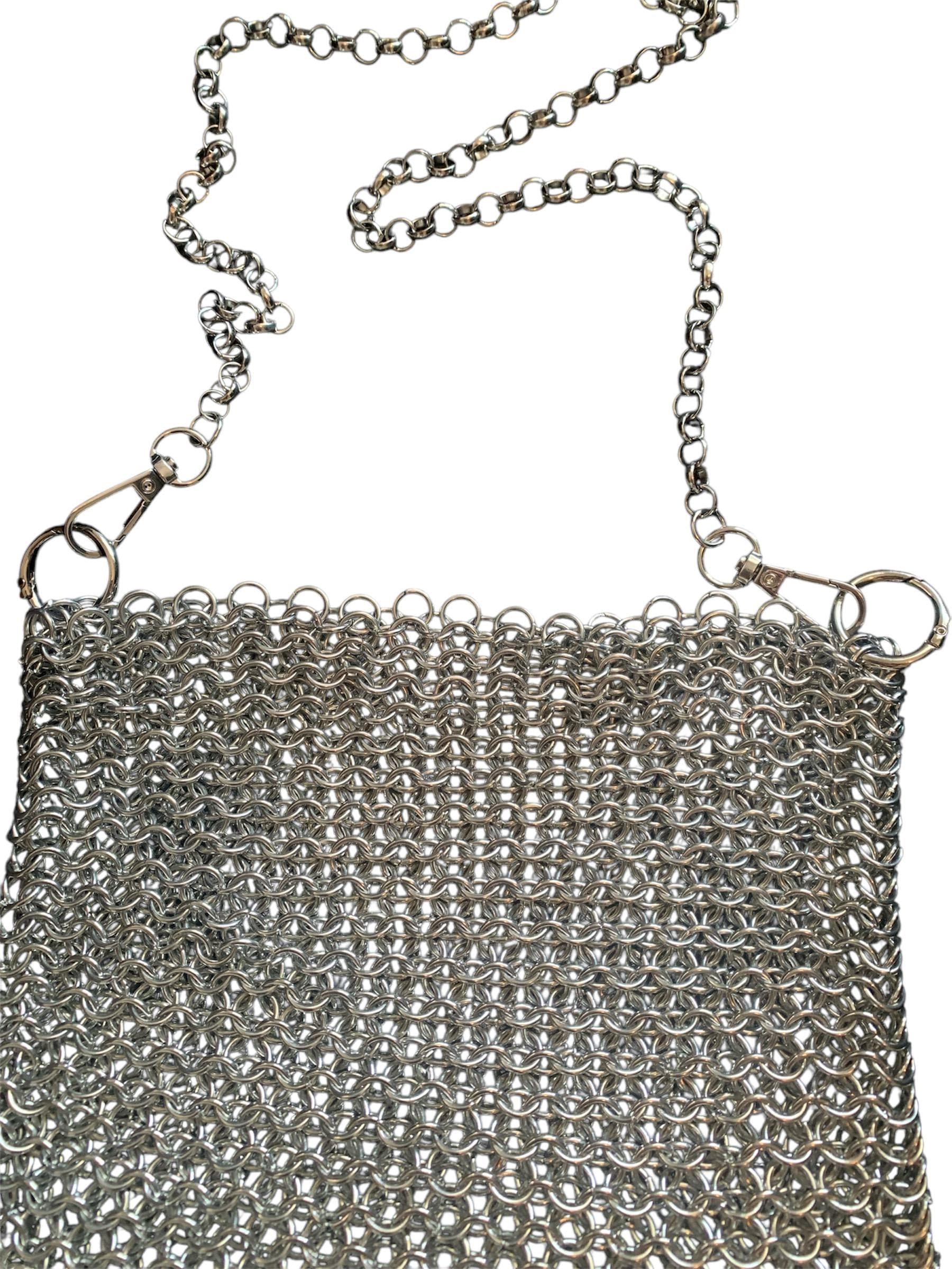 Chain Mail Bag | Silver Metal Purse | Metallic Chainmail Space Age ...