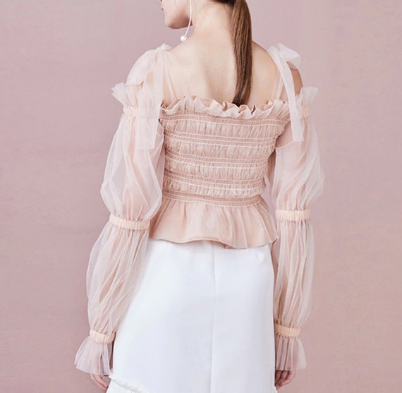 Ruffle Blouse | off Shoulder Top | Sheer See Through Ruffle Blouse | off Shoulder Top | Sheer See Through