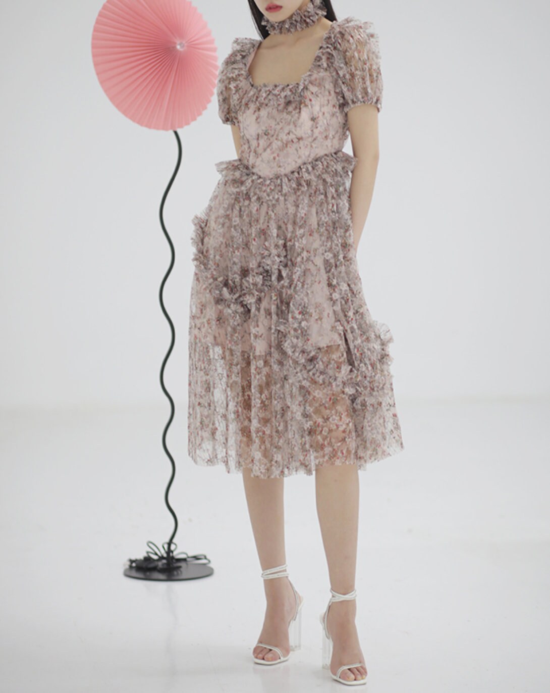 Image of Floral Dress | Romantic Summer Bohemian Boho Prairie Ruffle Midi Long Festival Womens Party Pink White Frill Ruffled