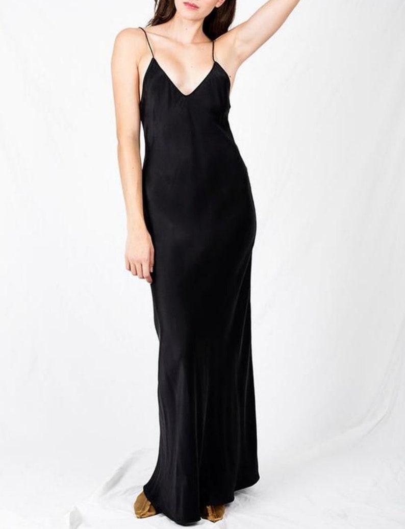 Silky Minimal Slip Dress Spaghetti Strap Satin Dress Luxury Cocktail Gown Evening Long Maxi Formal Gown Womens 1990s 90s Party