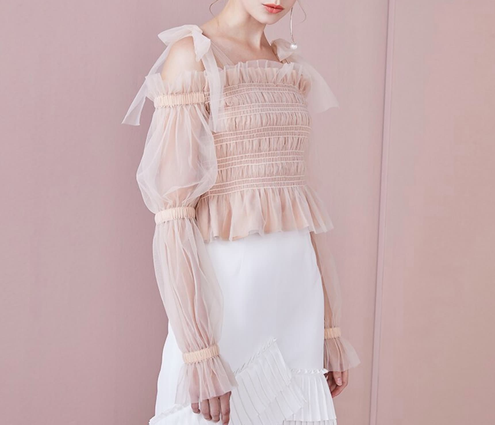 Ruffle Blouse | off Shoulder Top | Sheer See Through Ruffle Blouse | off Shoulder Top | Sheer See Through