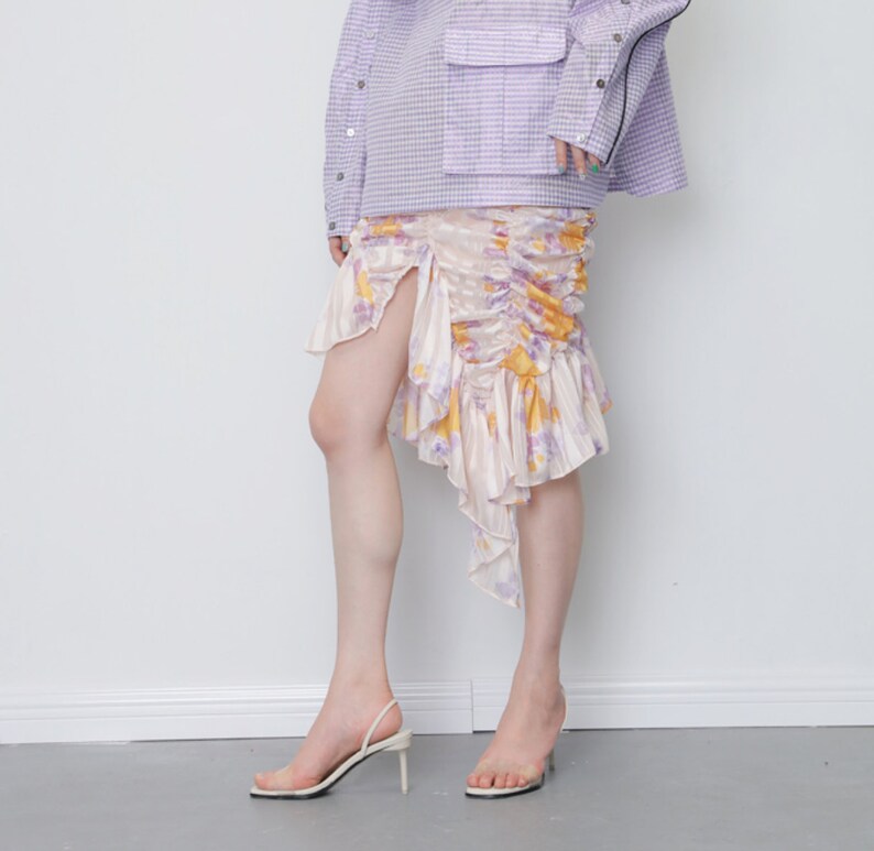 LOOK 1143 HIGH WAIST RUFFLE MIDI SKIRT