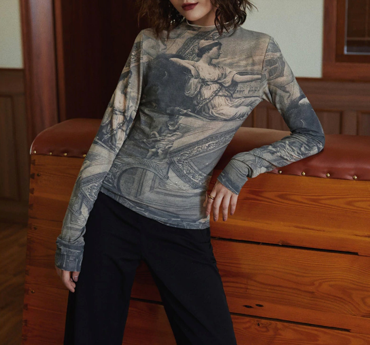 Mesh Top | Renaissance Shirt Blouse Print | Venus Cherub See