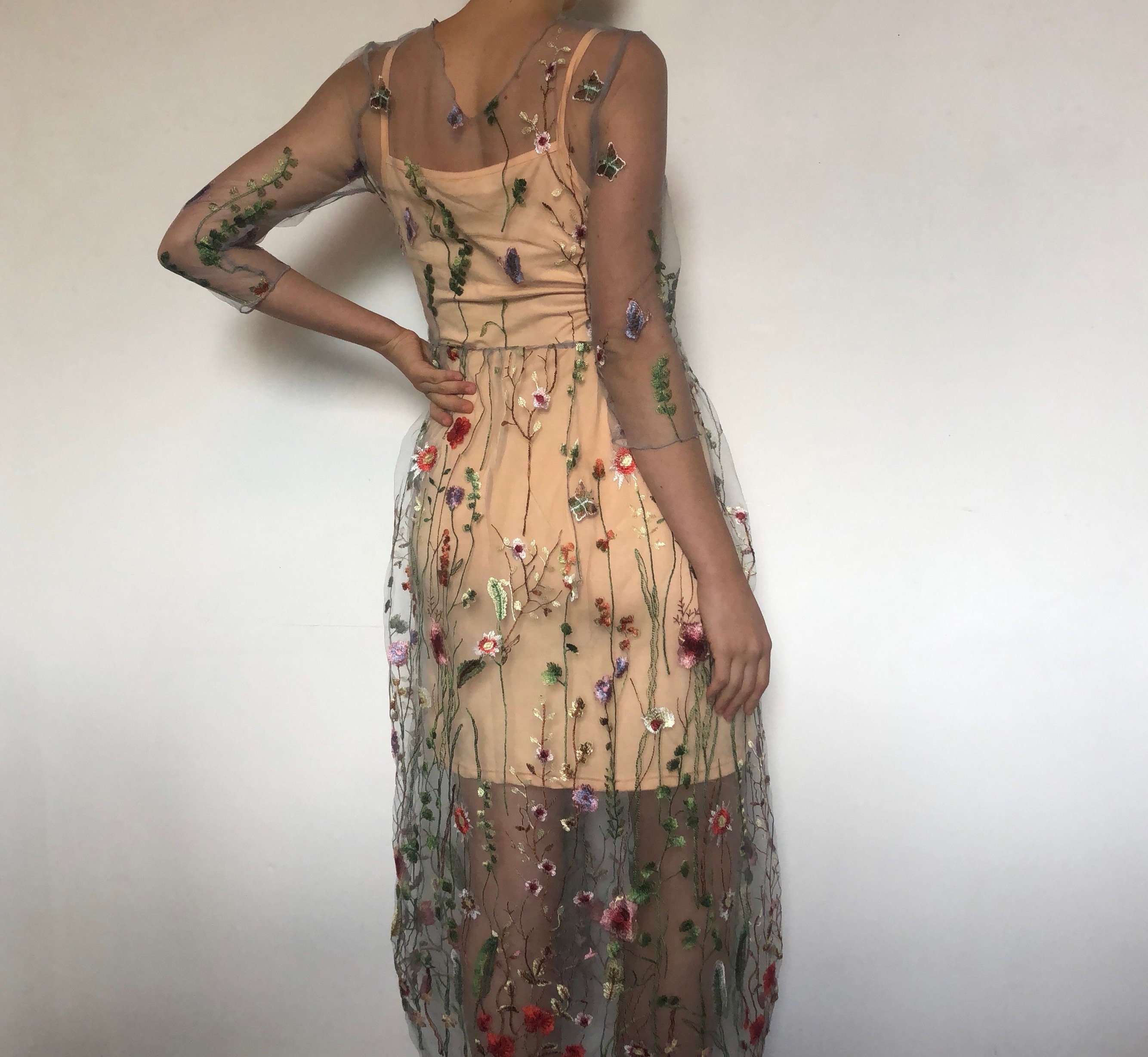 sachin and babi light blue dress For Love And Lemons | Dresses | For Love Lemons Embroidered Sheer Tulle  Lace Plunging Back Maxi Dress M
