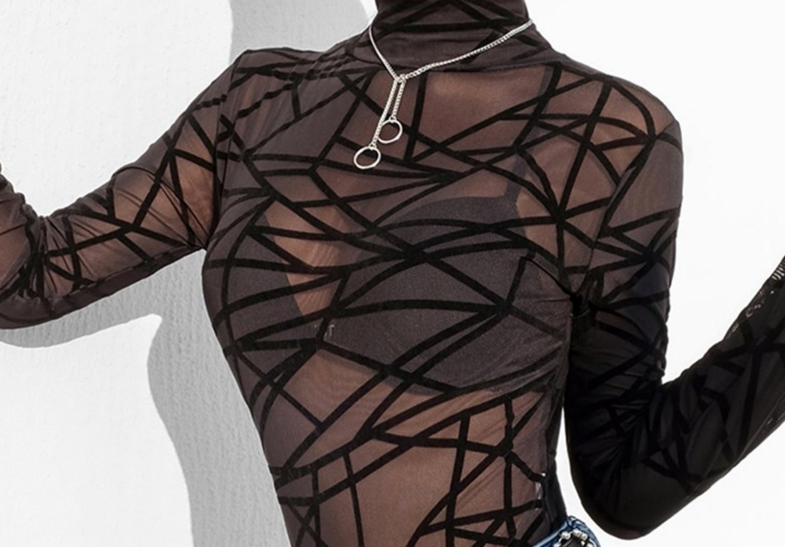 Bodycon Short-Sleeve Tee In Fine Mesh main image 1