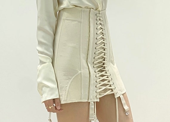 Bandage Skirt Corset Mini Skirt Lace up Tie up Cream - Etsy