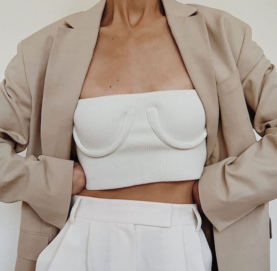 Knit Crop Top Cropped Tube Knitted Bra Bustier Sexy - Etsy Sweden