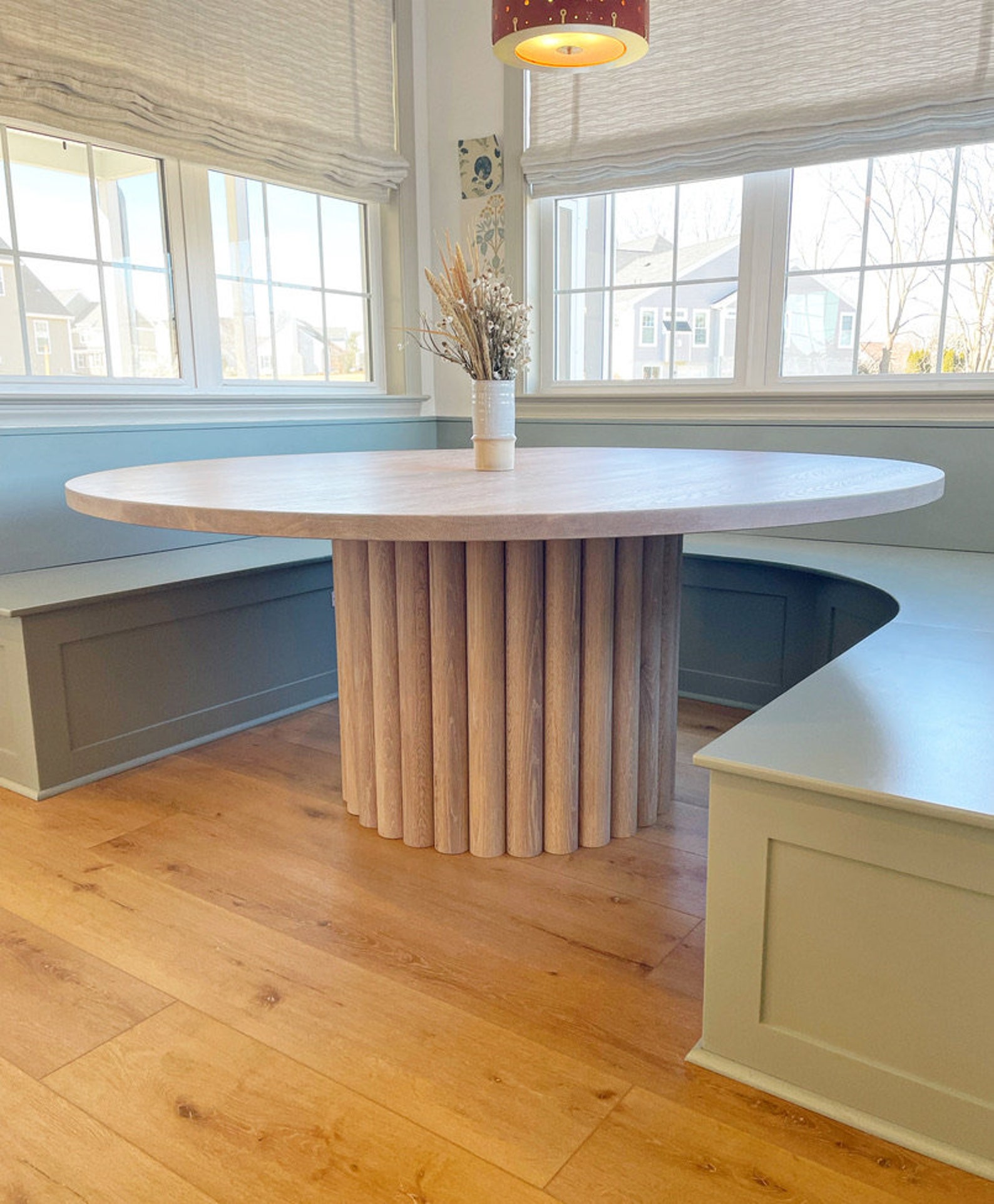 Reeded Tambour Base Round Dining Table Etsy