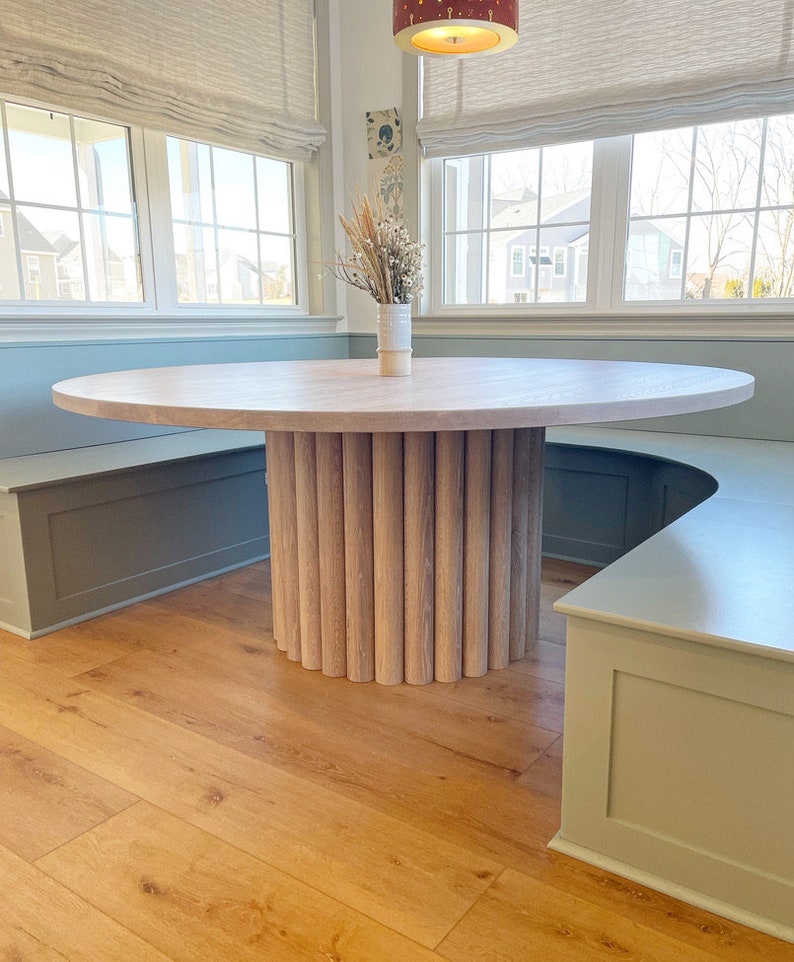 Reeded Tambour Base Round Dining Table Etsy