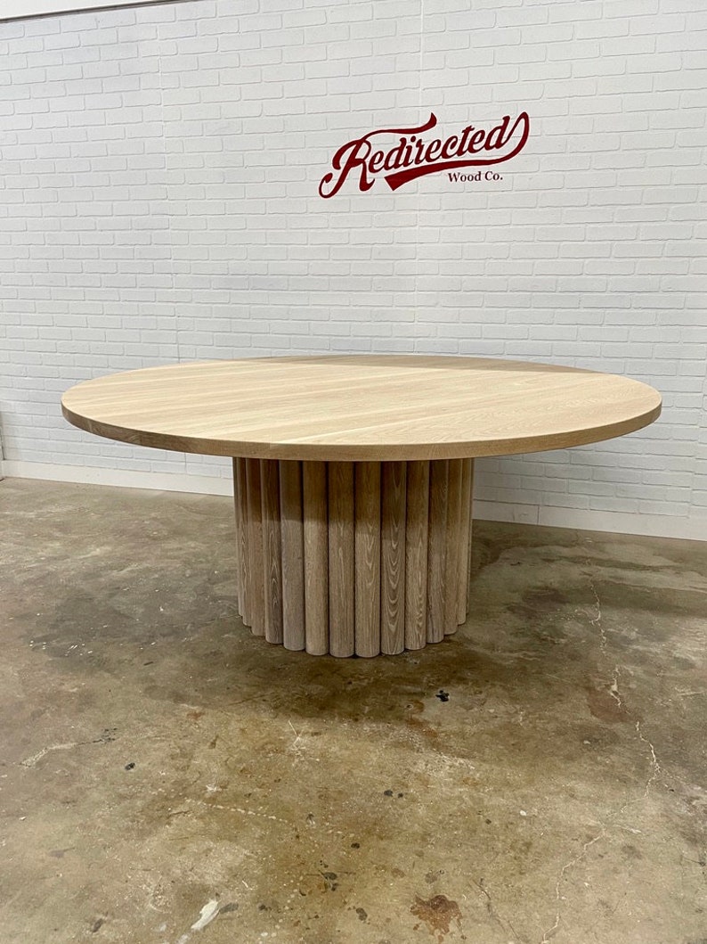 Reeded Tambour Base Round Dining Table Etsy