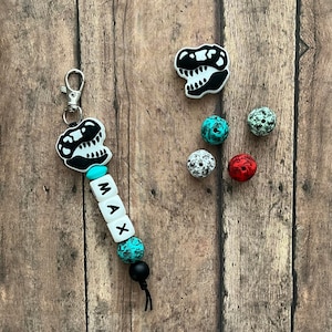 Trex Custom Name Tag Keychain, bag bling, zipper charm, name tag, gift, personalize, birthday, dino, Rawr, t-rex, rexy, dinosaur