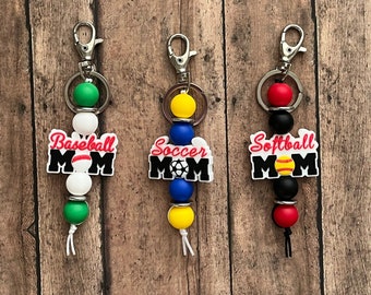 Sports Mom Keychain, keychain, gifts for her, baseball mom, soccer mom, softball mom, team spirit, custom gift, field, school spirit