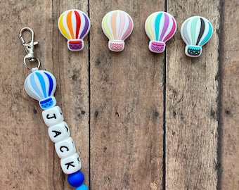 Hot Air Balloon Custom Name Tag Keychain, bag bling, zipper charm, name tag, gift, personalize, birthday, baby, hot air balloon, fair