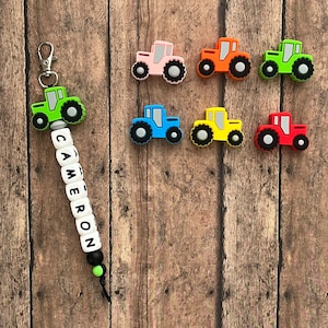 Tractor Custom Name Tag Keychain, backpack, zipper charm, name tag, gift, personalize, birthday, farm, tractor, country boy, fair, farmer