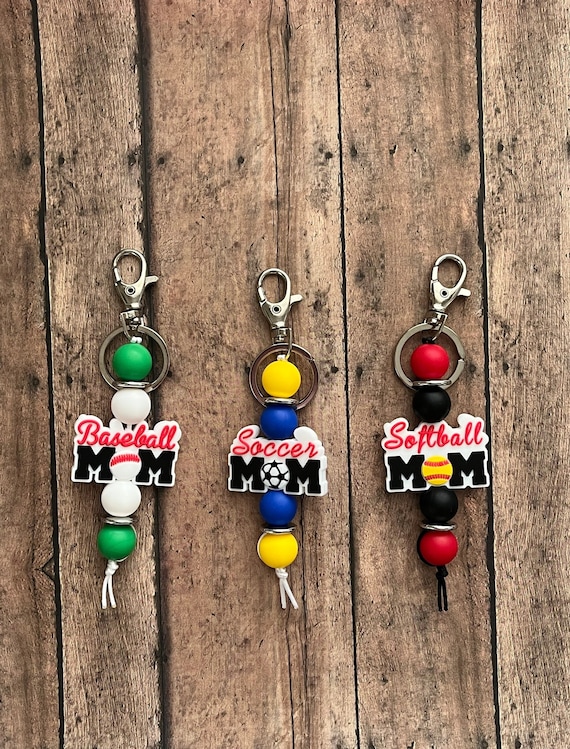 Sports Mom Keychain, keychain, gifts for her, baseball mom, soccer mom, softball mom, team spirit, custom gift, field, school spirit