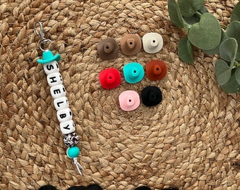 Cowboy Hat Custom Name Tag Keychain, zipper charm, name tag, gift, personalize, birthday, country, western, farmer, cowboy, cowgirl, rancher
