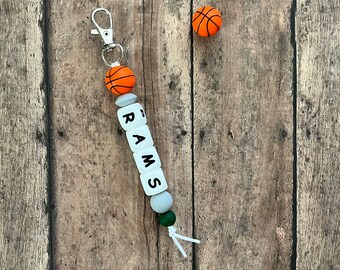 Basketball Custom Name Keychain, zipper charm, name tag, gift, personalize, shooter, slam dunk, rebound, march madness, guard, team captain