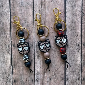 Mama Bear Keychain, bag tag, keychain, gifts for her, mom, momma, mothers day gift, gifts for mom, bear cub, brown bear, buffalo plaid