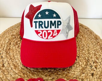 Trump for president Trucker Hat, Donald trump, vote, republican, USA, stars, 2024, gifts for her, gift, trump train, MAGA