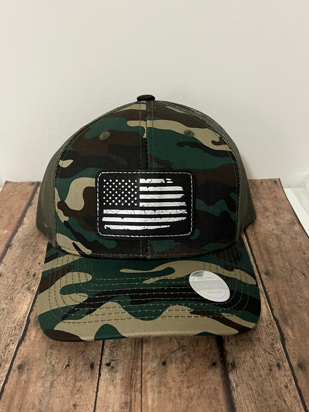 Camo American Flag Men's Leather Patch Hat Mesh Back Etsy