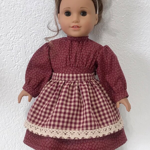 Kirsten dress with apron and leggings for an 18” doll such as the American Girl Doll.