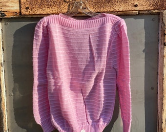 Vintage 1970s Miss Scotch English Deadstock Pretty in Pink Acrylic Sweater