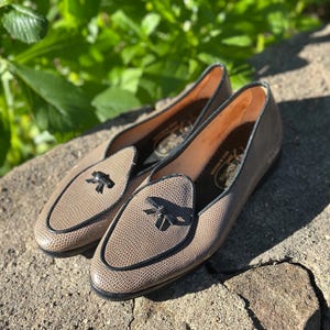Belgian Shoes Midinette Green Lizard Calf Women's Loafers Size 6