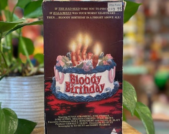 Vintage 1983 Bloody Birthday VHS with Side Loader