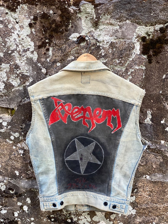 Vintage 1980s Venom Hand Painted Lee 220 J Denim … - image 2