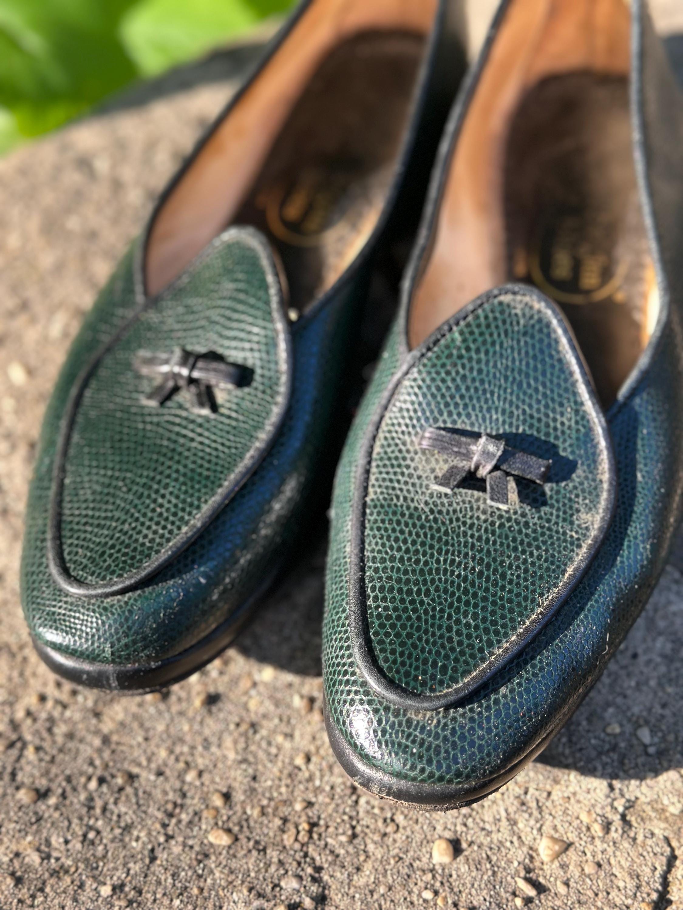 Belgian Shoes Midinette Green Lizard Calf Women