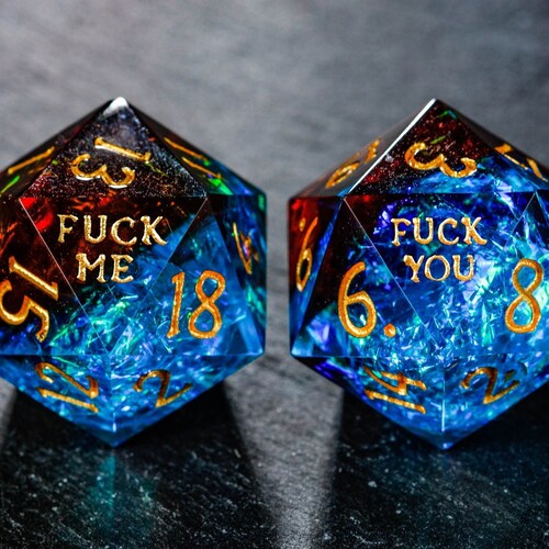 Sharp Edge Blue Blood Resin Dnd Dice Chonk D20 YEET OOF Dice Etsy