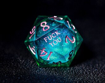 Green Liquid Core Galaxy Dice F Word Dice Set