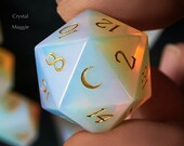 Opalite Dice Set DnD Dice Set Stone Dice Set and Box D20 Crescent Version