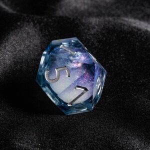 Dark Blue Liquid Core Galaxy Dice Moon Dice Set image 3