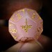 Rose Quartz Gemstone DnD Dice Set Dagger Rose Motif