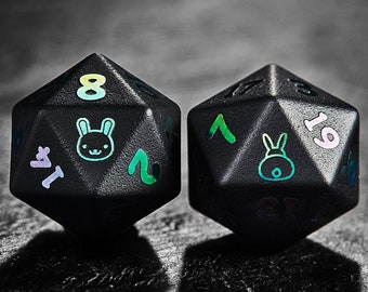 Raised Holographic Obsidian Gemstone Bunny Butt Dice Set