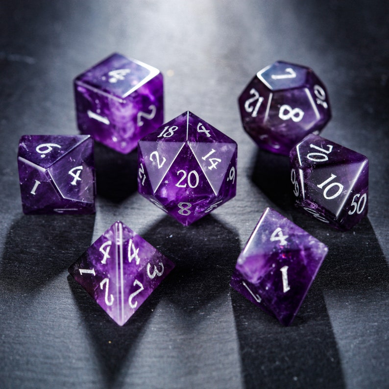 Amethyst Gemstone Dice Set image 1